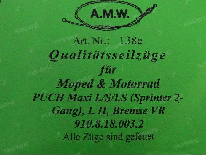 Kabel Puch Maxi L/S/LS en L2 remkabel voor A.M.W.